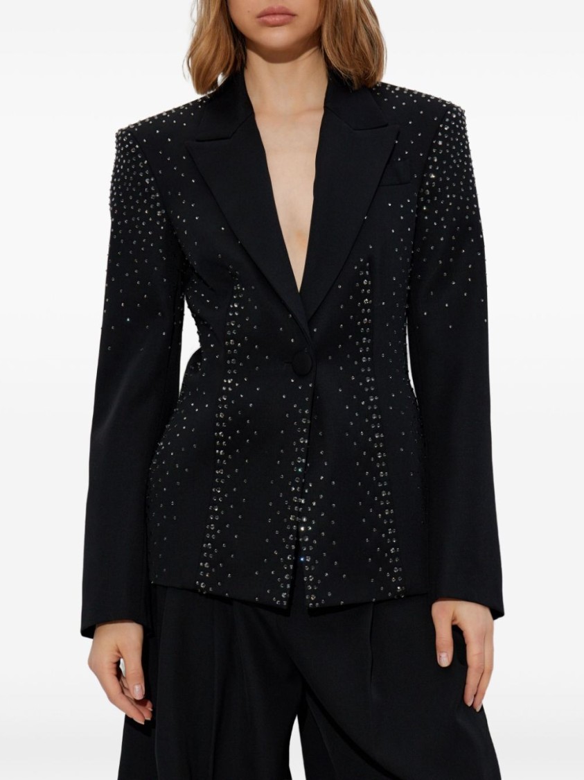 Attico Structured Black Wool Blazer In Black