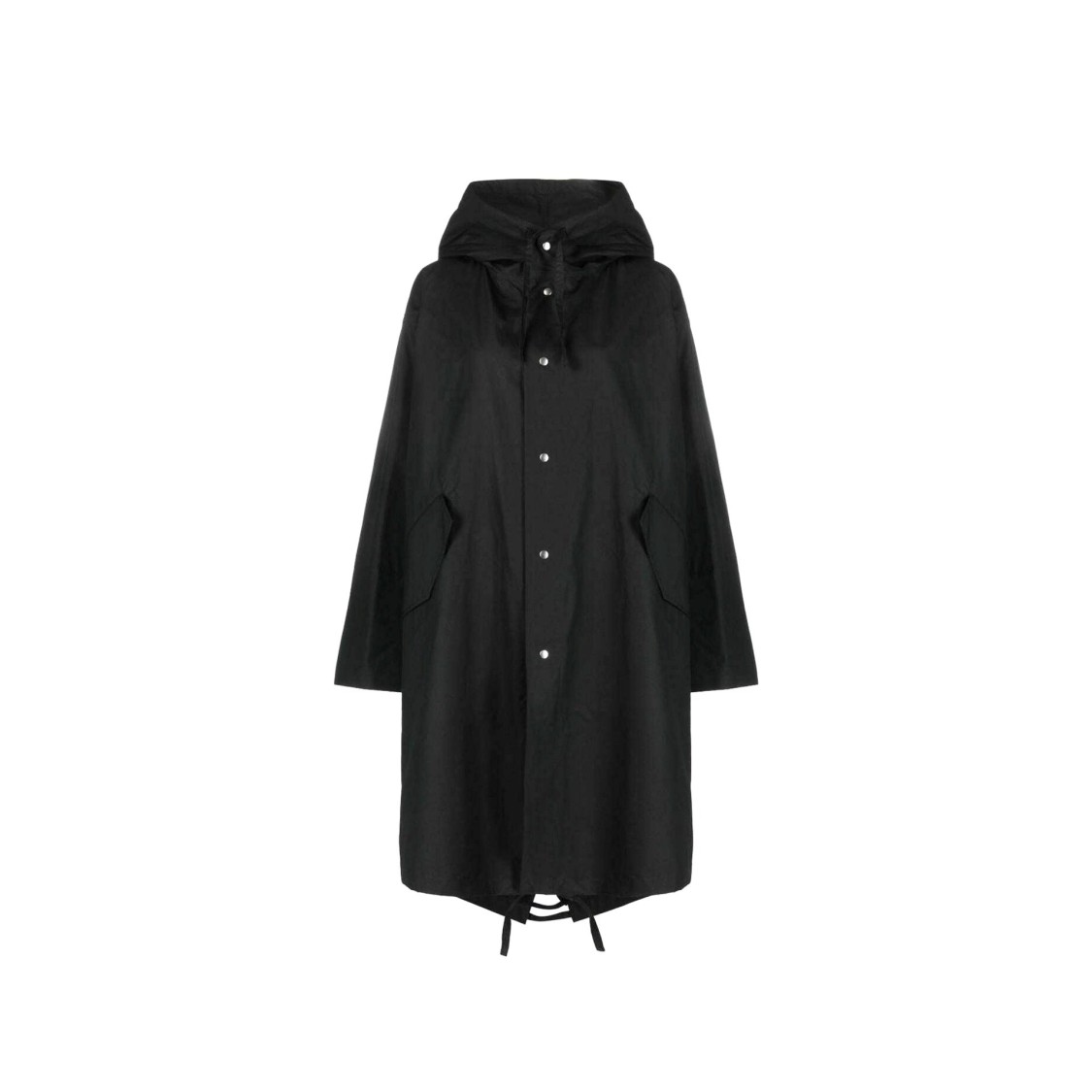 Jil Sander Hooded Midi Parka With Drawstring Waist In Black