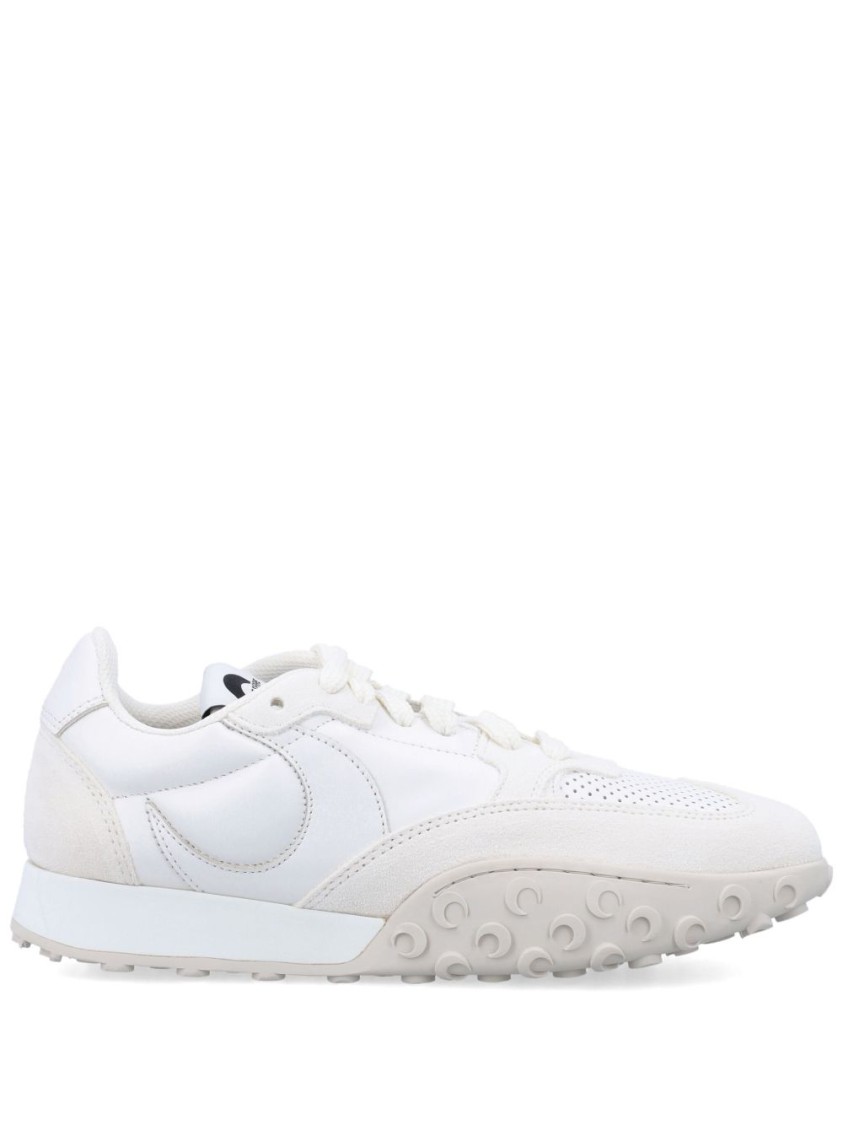 Marine Serre Premium Leather White Sneakers With Textured Design In White