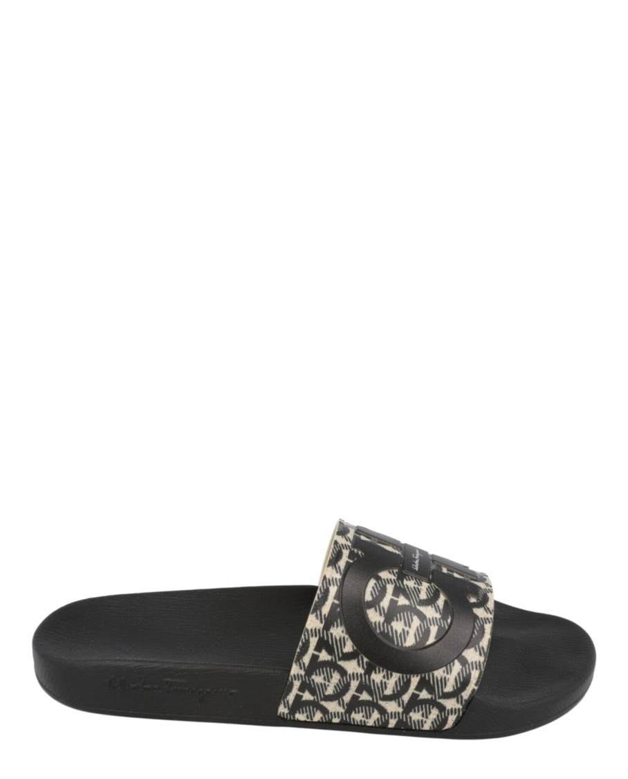 Ferragamo Groovy Dual Gancini Slides