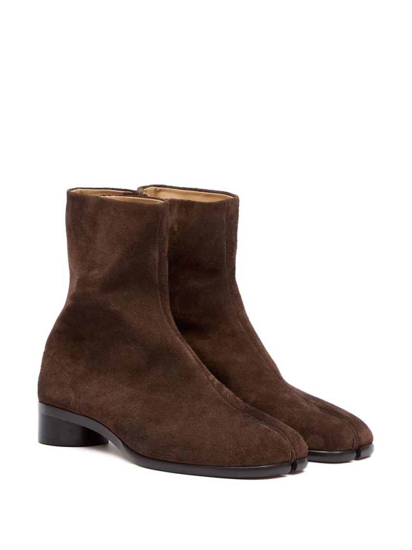Maison Margiela Leather Tabi Ankle Boots 30 In Black