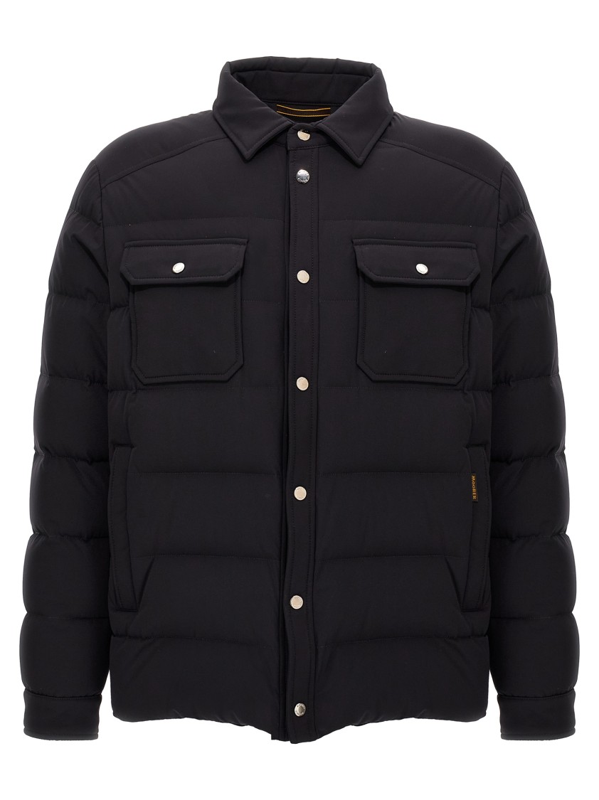 Moorer Overshirt With Quilted Design And Front Pockets In Black