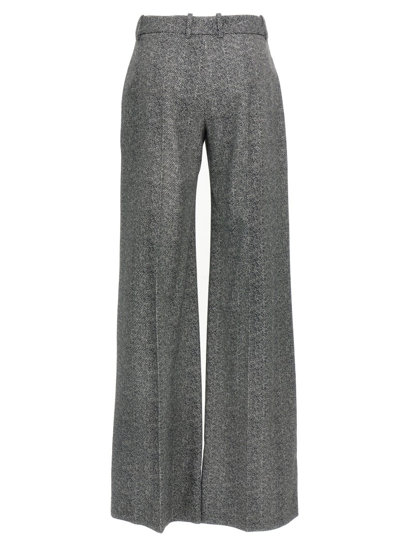 Ermanno Scervino Wide-leg High Waist Trousers With Herringbone Pattern In Gray