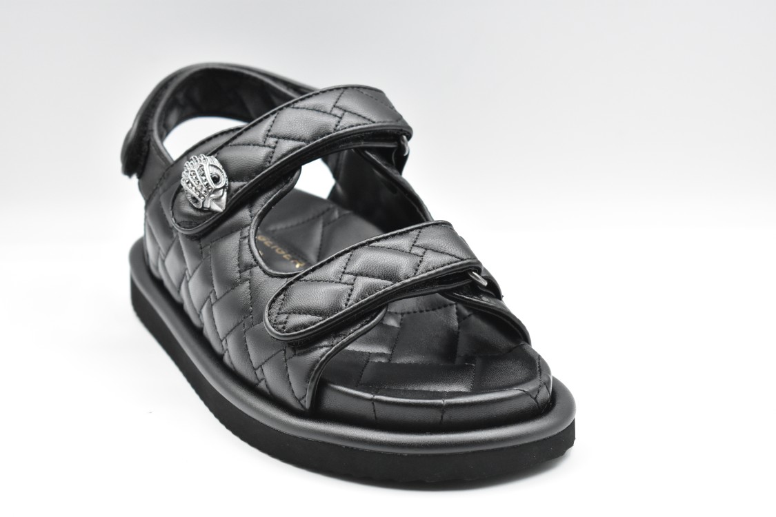 Kurt Geiger Quilted Black Flat Shoes With Minimalist Silhouette In Gray