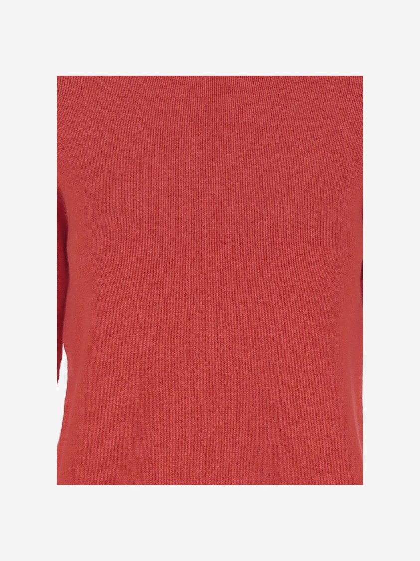 Bruno Manetti Red Cashmere Pullover With Crew Neck And Long Sleeves In Multi