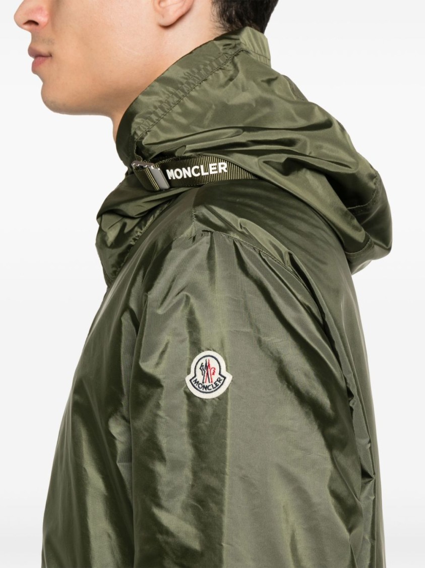 Moncler Lightweight Hooded Windbreaker With Adjustable Cuffs In Green