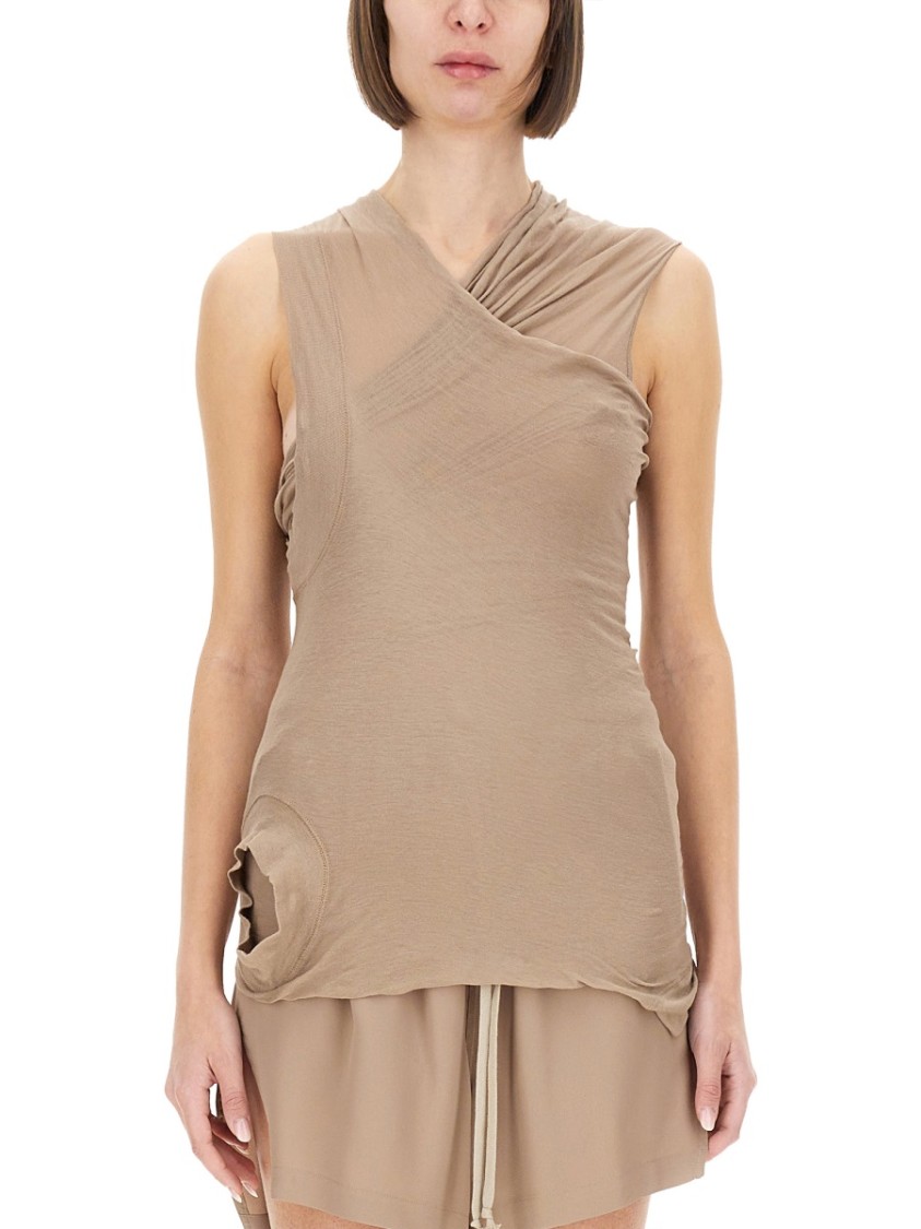 Rick Owens Top With Crossover In Neutrals