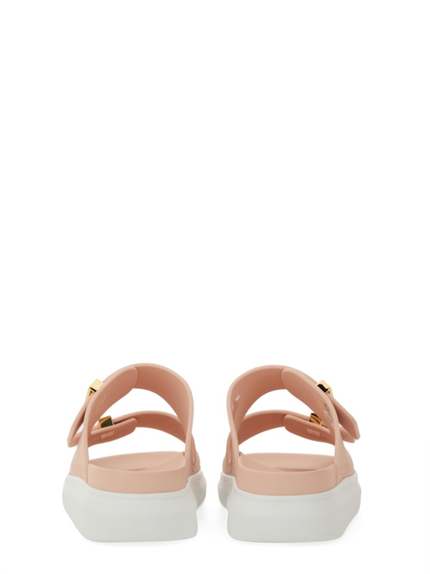 Alexander Mcqueen Double Strap Slip-on Slides In Neutrals