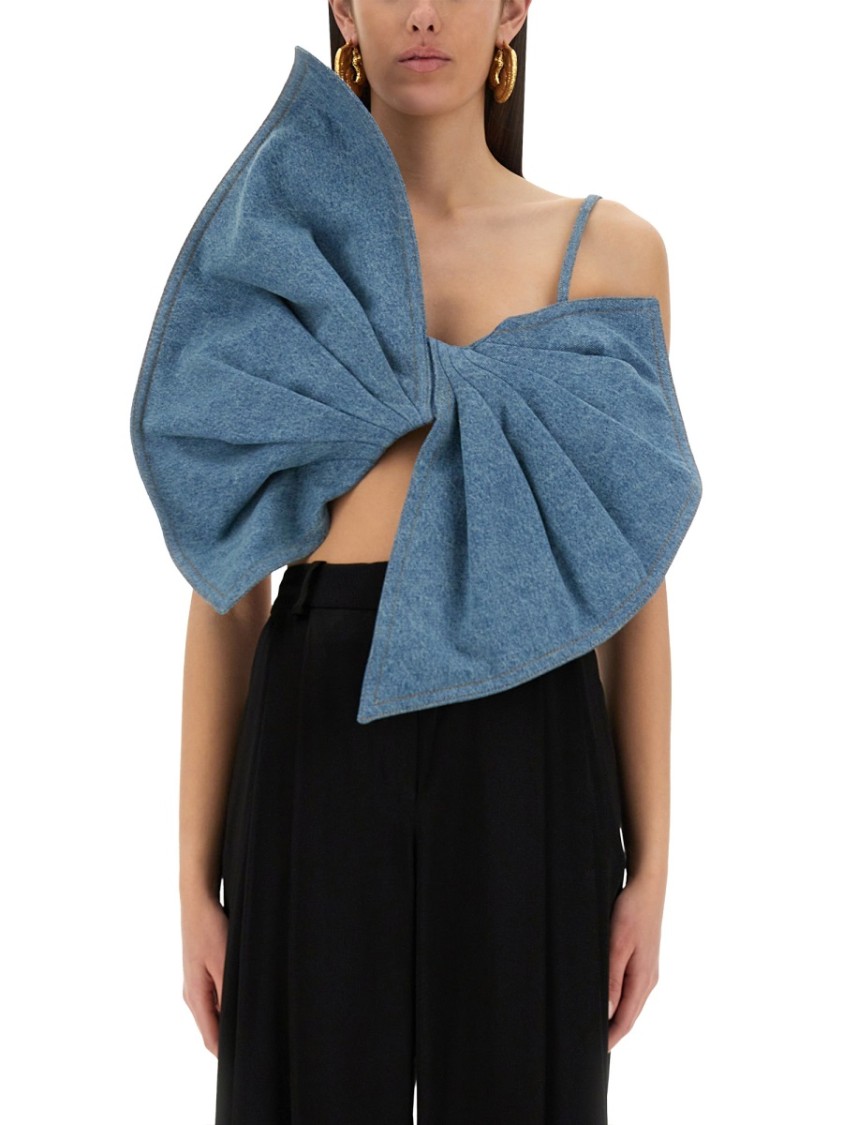 Nina Ricci Twisted Design Top With Sculptural Front In Blue