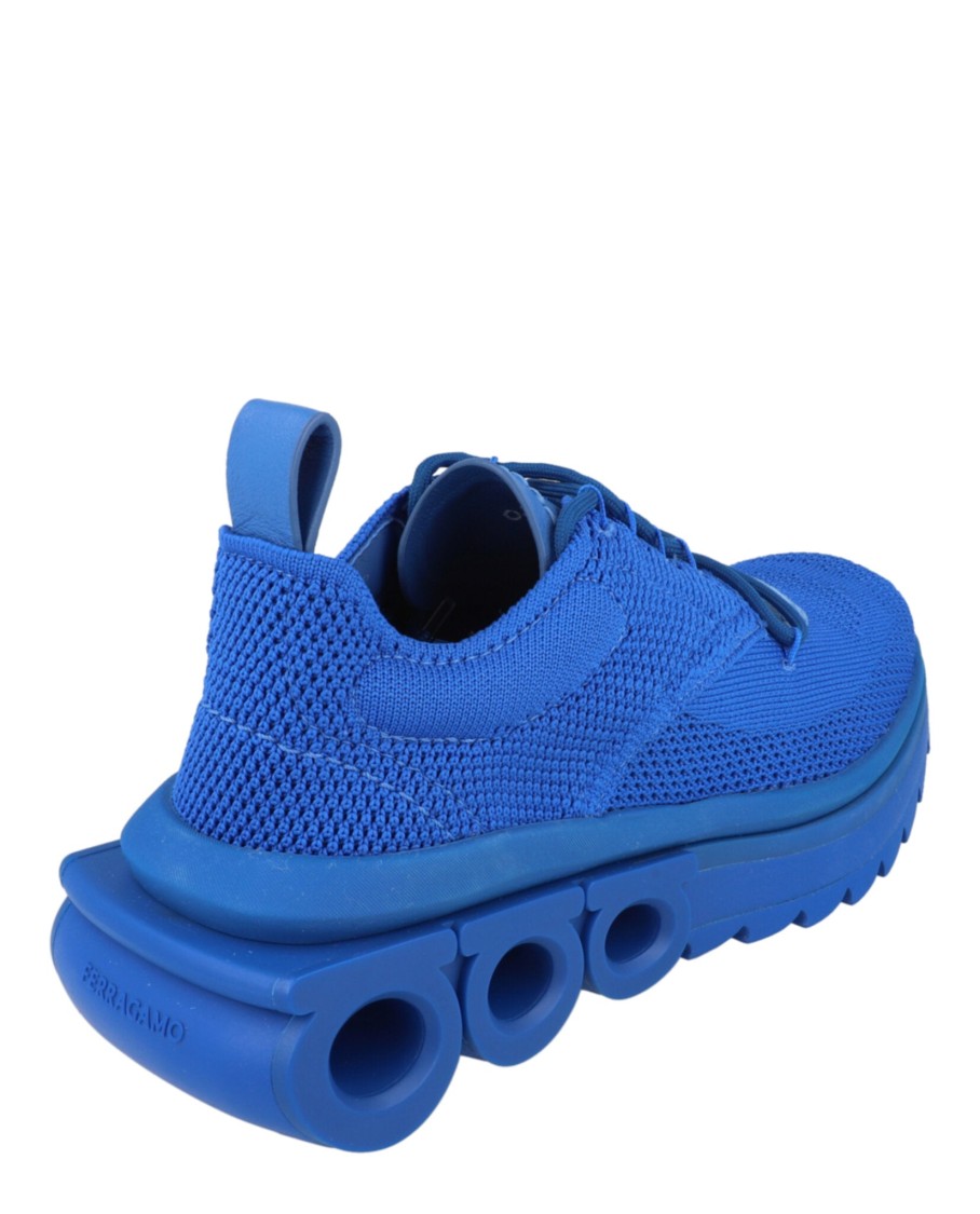 Ferragamo Nima Knit Sneakers In Blue