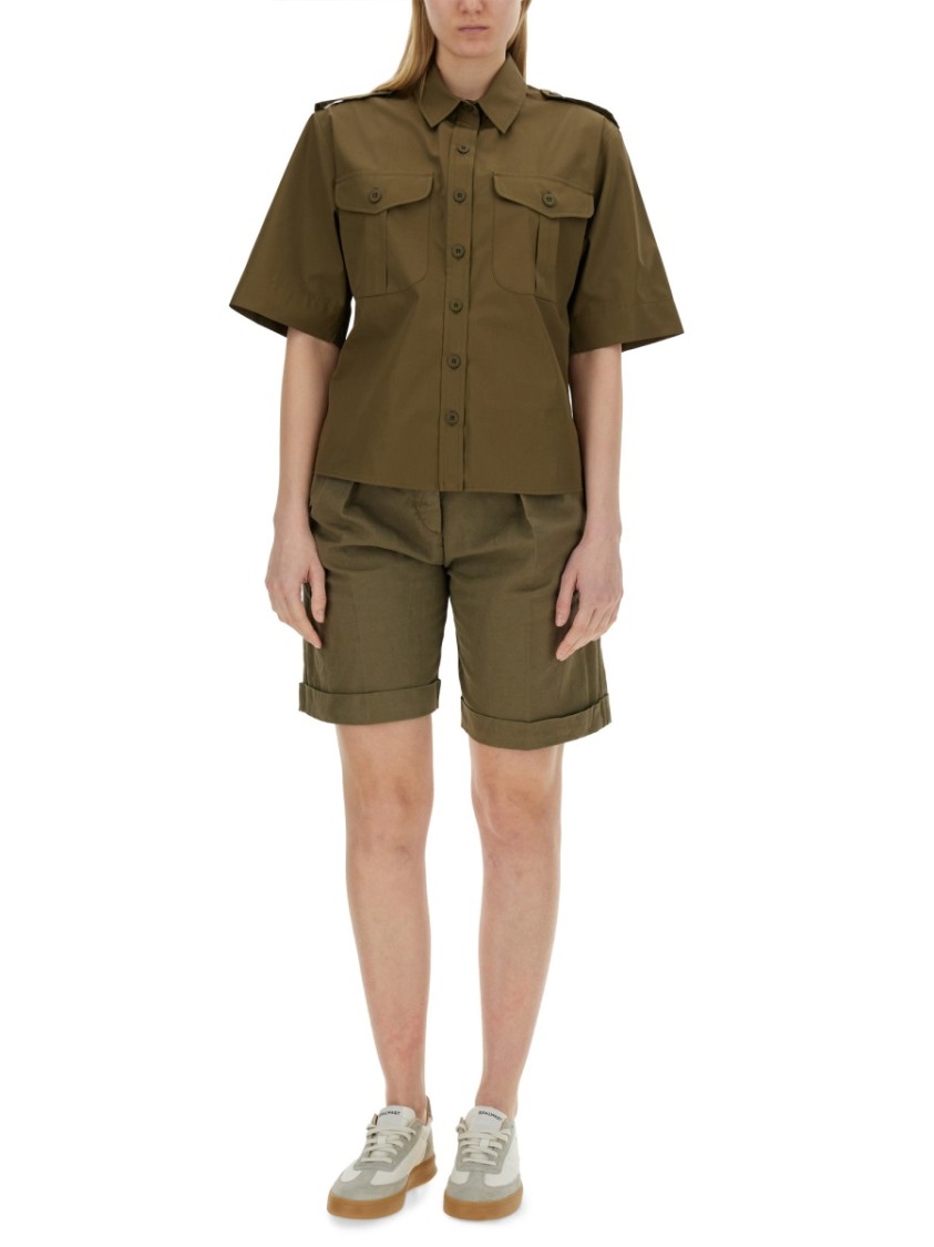 Shop Aspesi Short-sleeved Cotton Shirt In Green