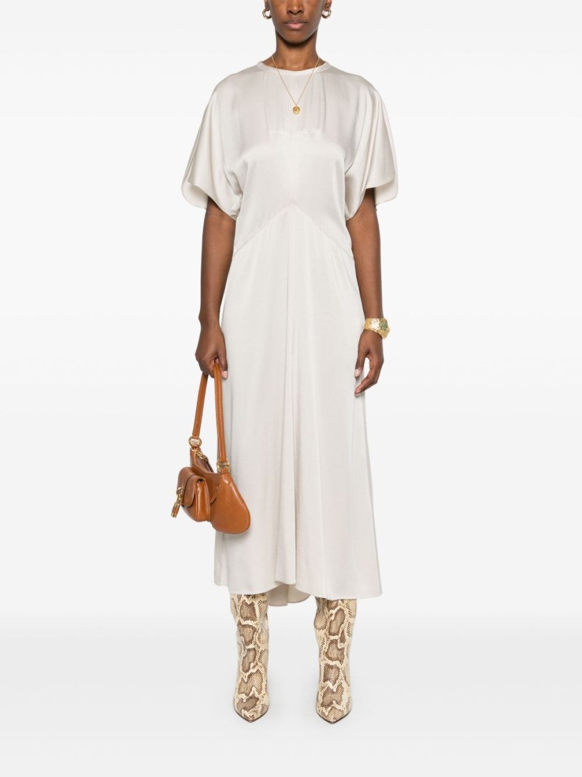 Isabel Marant Keany Midi Dress With Elegant Puff Sleeves In White