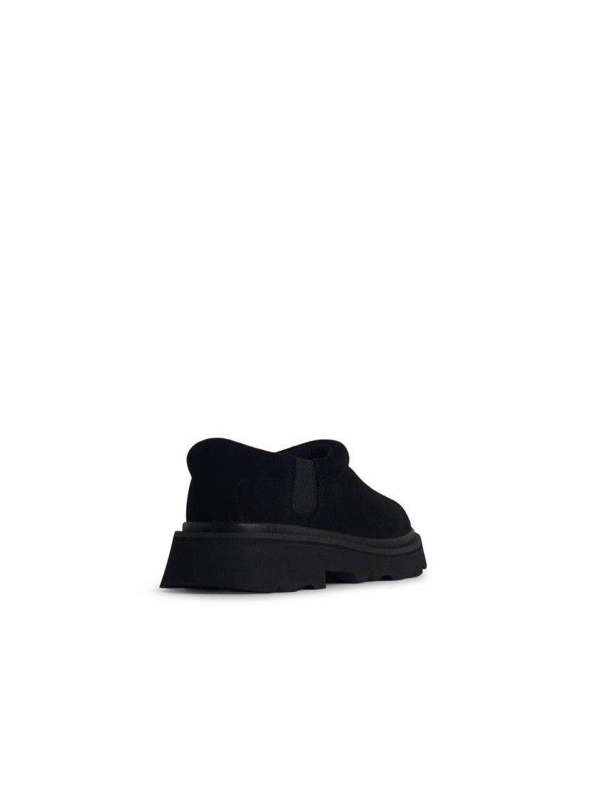 Ugg Mens Tasman Lug Suede And Shearling Slippers Blac In Black