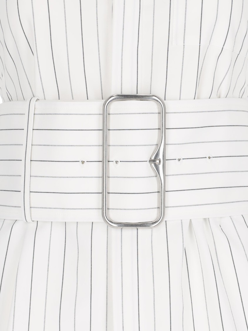 Shop Burberry Striped Shirt With Belt – White
