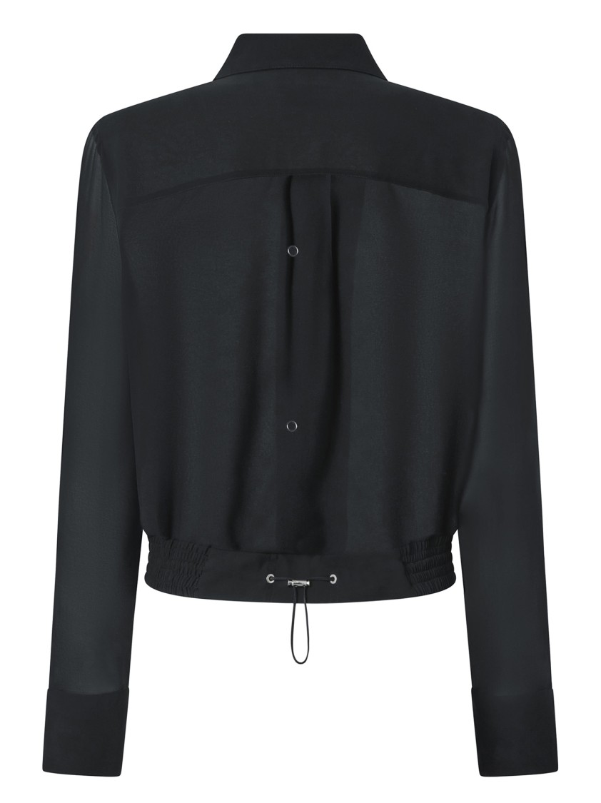 Shop Pinko Georgette Bomber Shirt With Elasticated Drawstring Hem In Black
