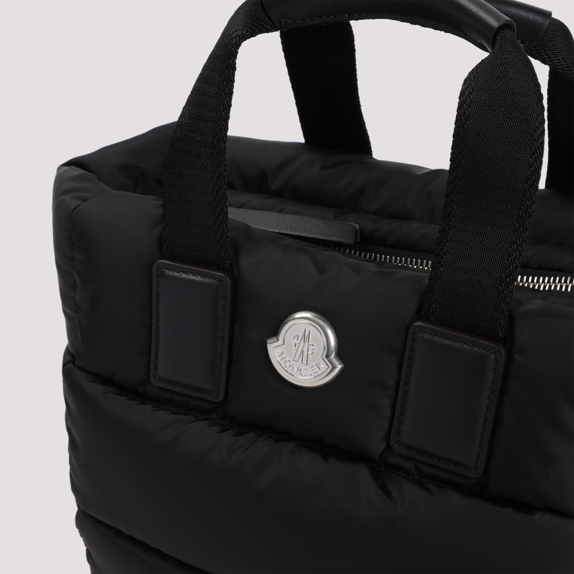 Moncler Mini Caradoc Black Polyamide Tote Bag In Black