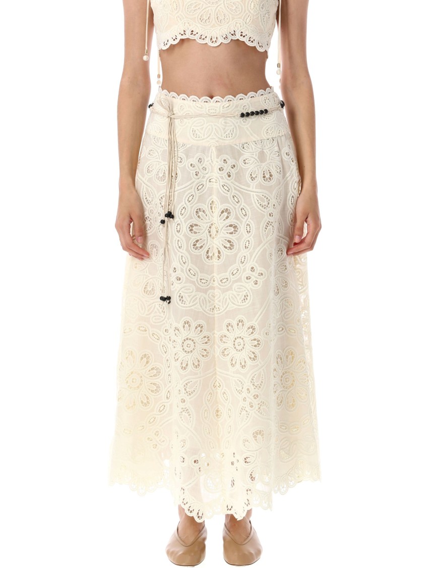Zimmermann Rhiannon Embroidered Midi Skirt