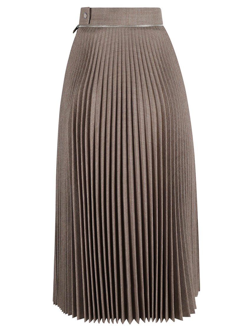 Burberry High-waisted Pleated Skirt With Sophisticated Flow In Brown