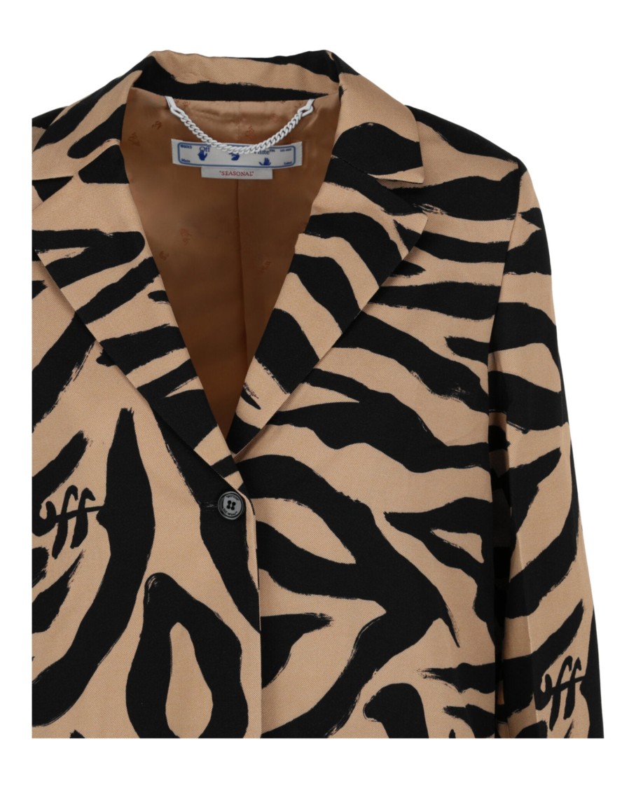 Off-white Zebra Tomboy Jacket In Animal Print