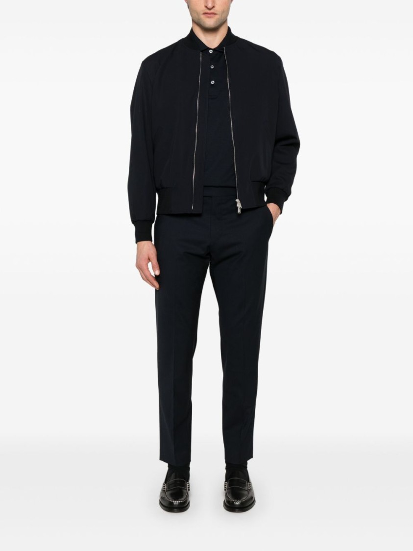Pt Torino Tailored Blue Trousers With Subtle Crease In Black