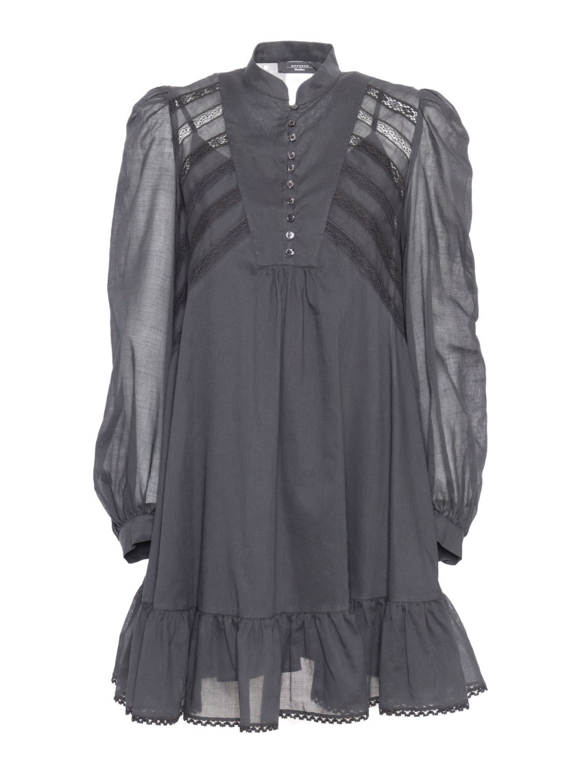 Max Mara Weekend Ruffled Hem Midi Dress With Intricate Lace Detailing