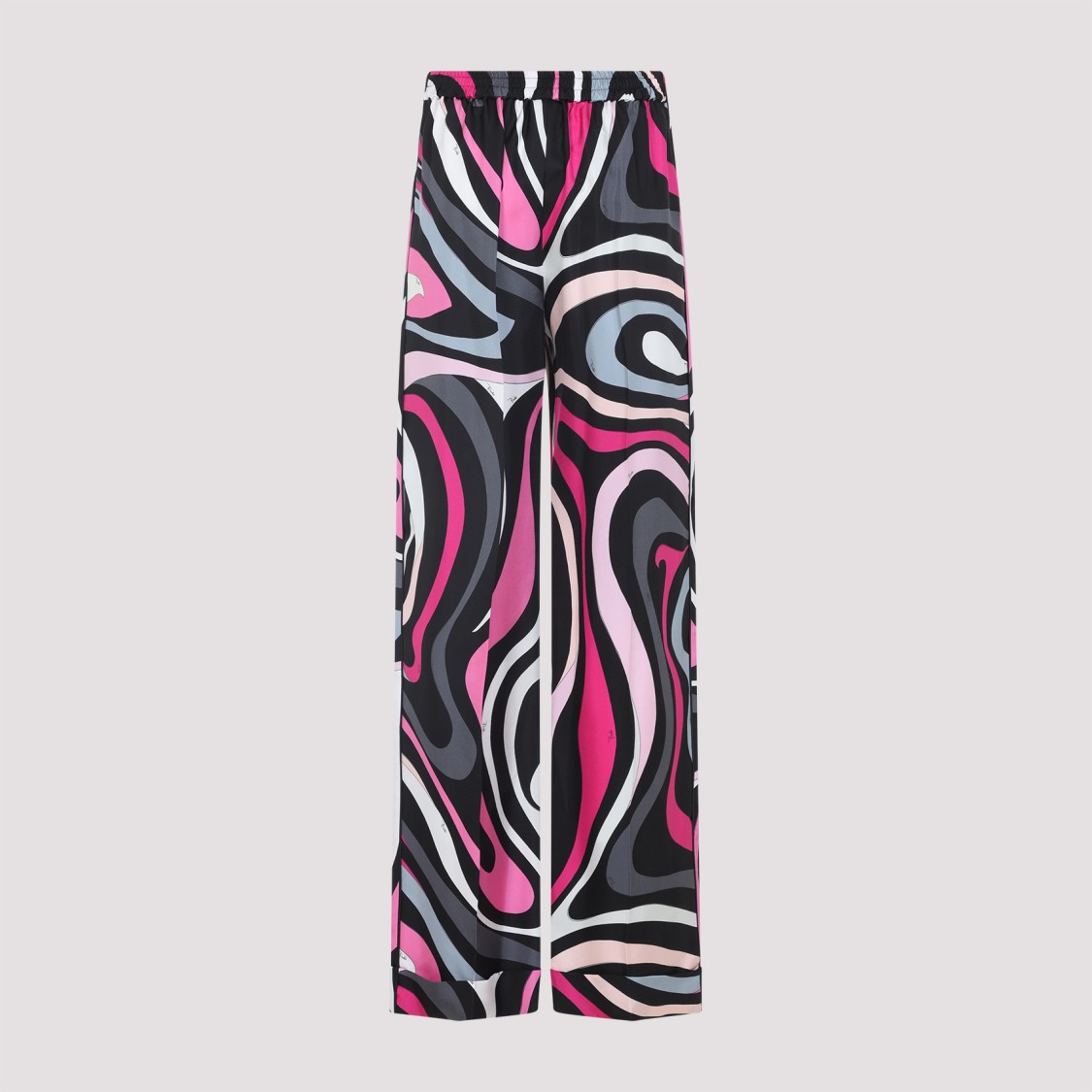 Shop Pucci Wide-leg Trousers With Abstract Print In Luxurious Silk