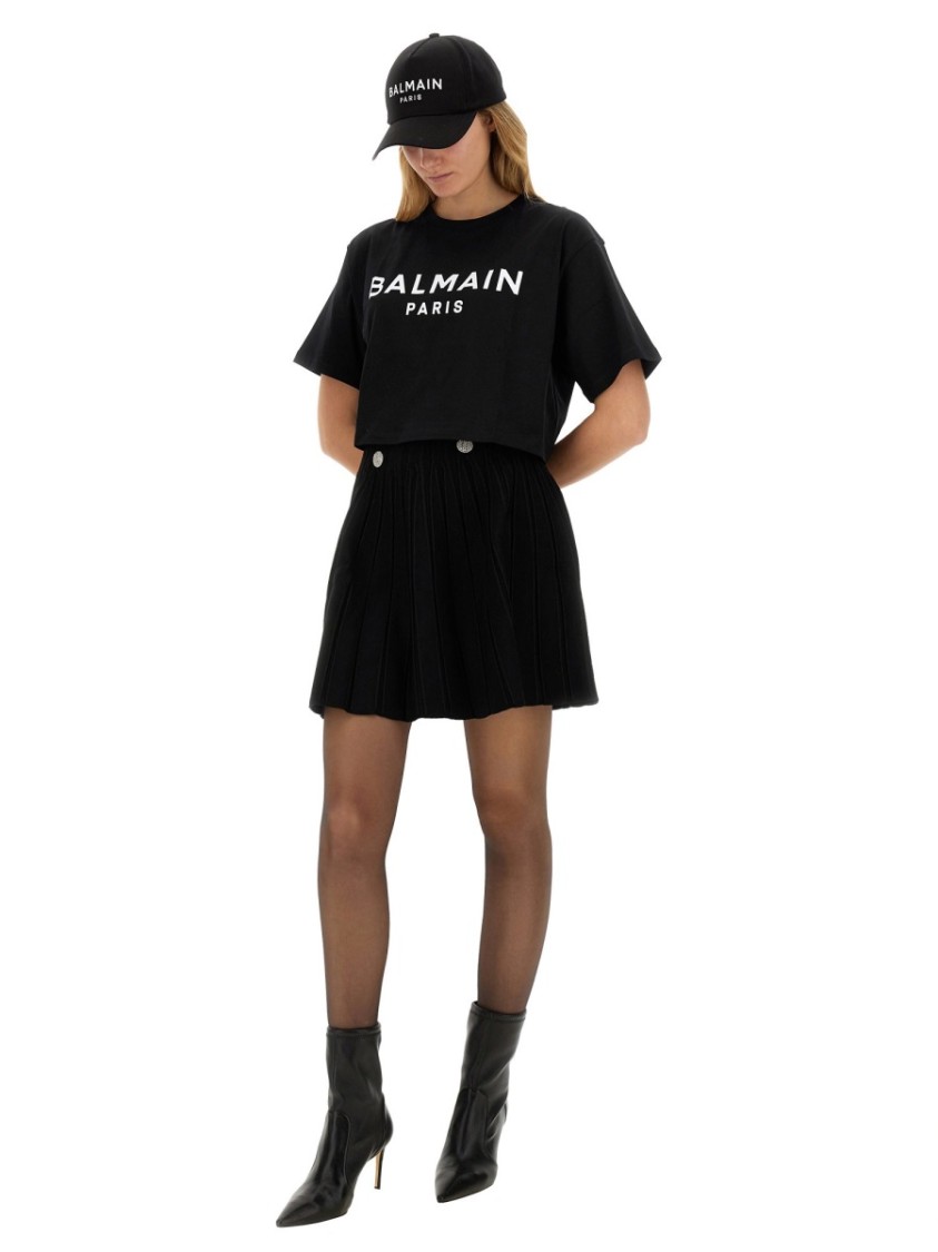 Shop Balmain Cropped Black T-shirt