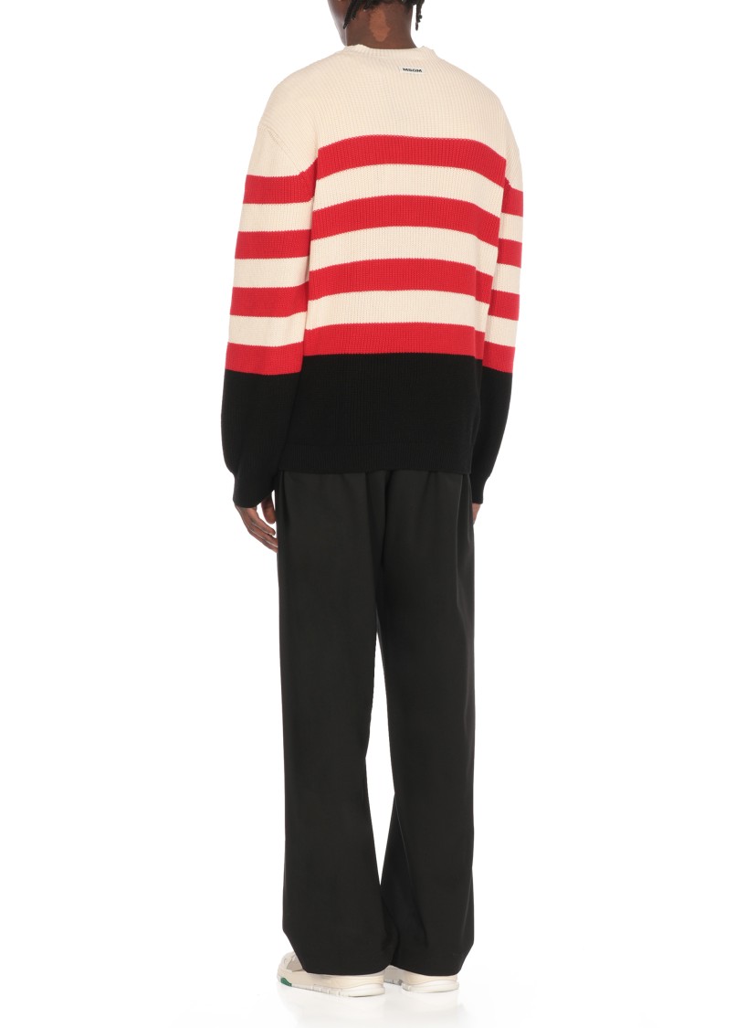Msgm Multicolored Cotton Crewneck Striped Pullover