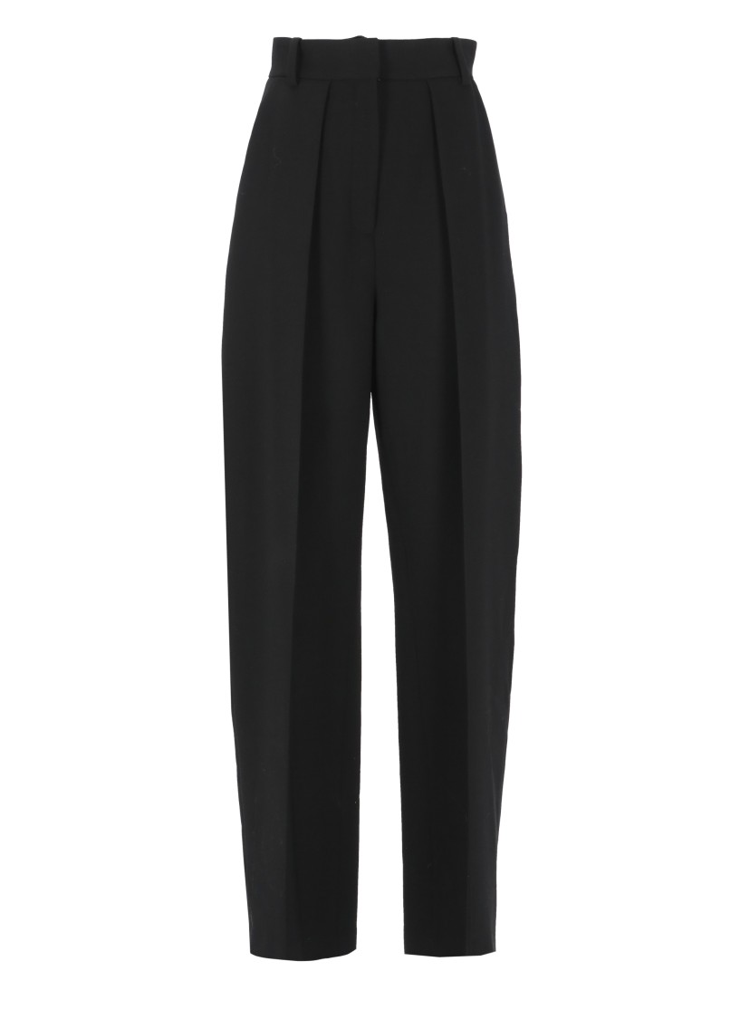 Khaite Cessie Pleated High-waisted Trousers In Black