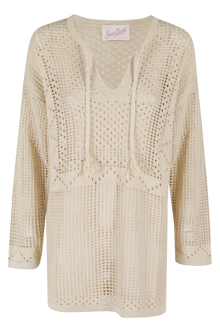 MC2 SAINT BARTH MC2 SAINT BARTH CROCHET KNITTED KAFTAN WITH V-NECKLINE
