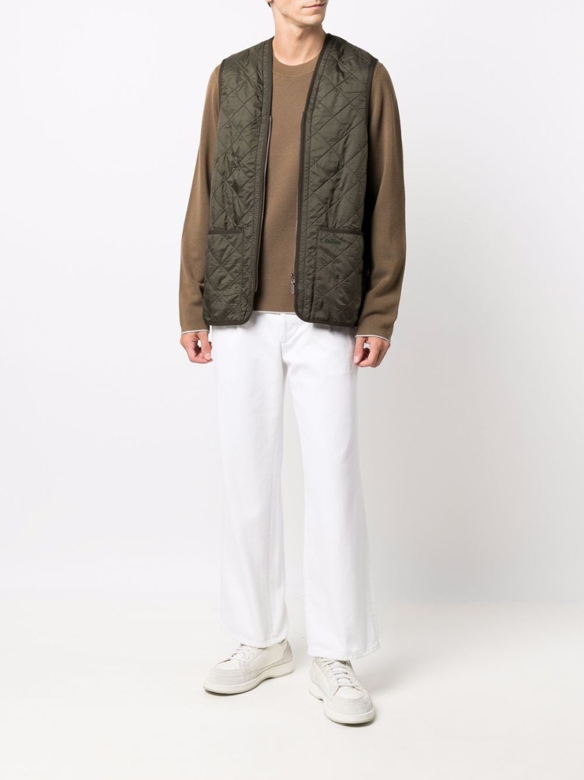 Barbour Quilted Sleeveless V-neck Waistcoat Zip In Multi