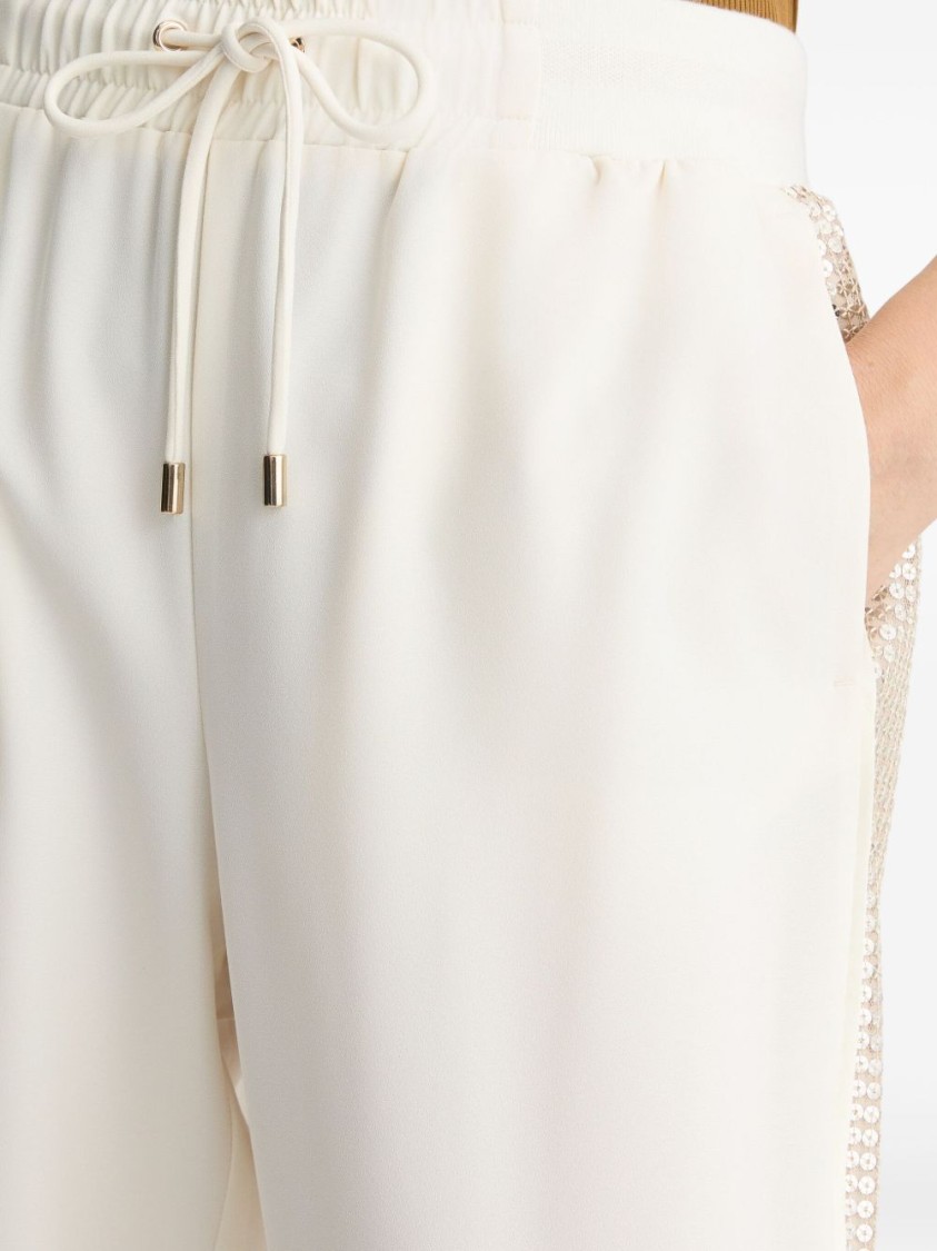 Shop Liu •jo Liu Jo White And Gray Trousers With Shimmering Side Panels