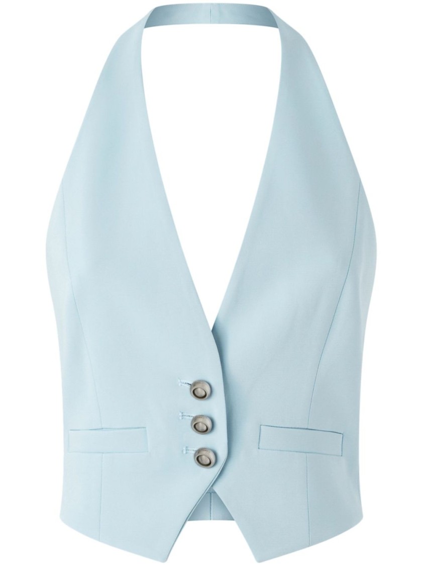 Shop Pinko Halter Neck Fitted Jacket In Blue