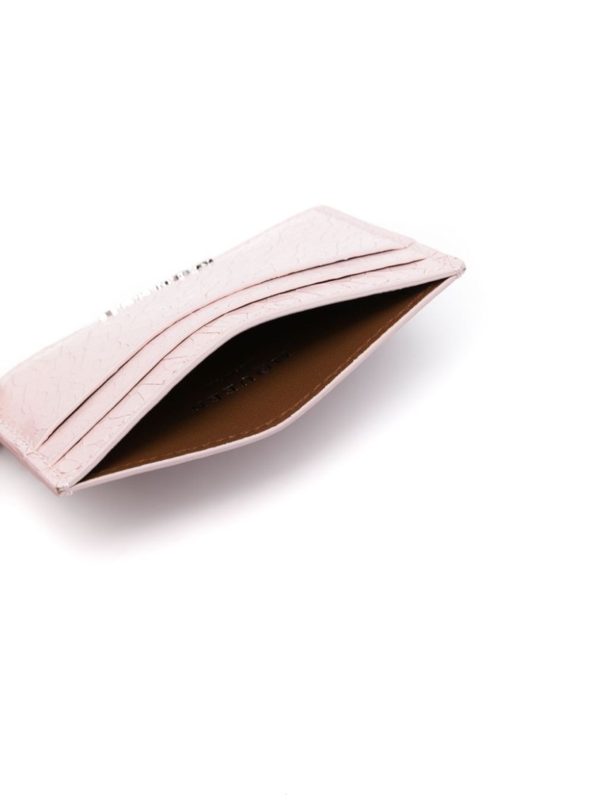 Alexander Mcqueen Cracked-effect Cardholder In Pink