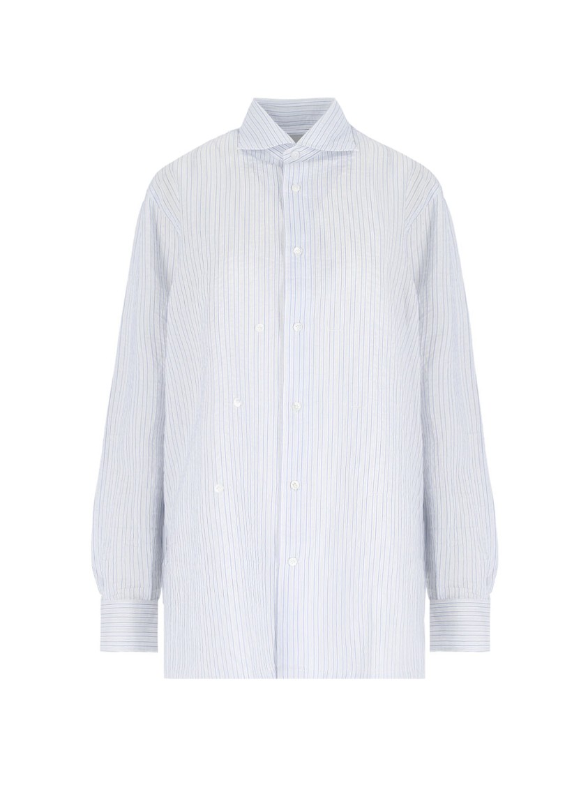 Shop Setchu Adjustable Collar Shirt – White/light Blue