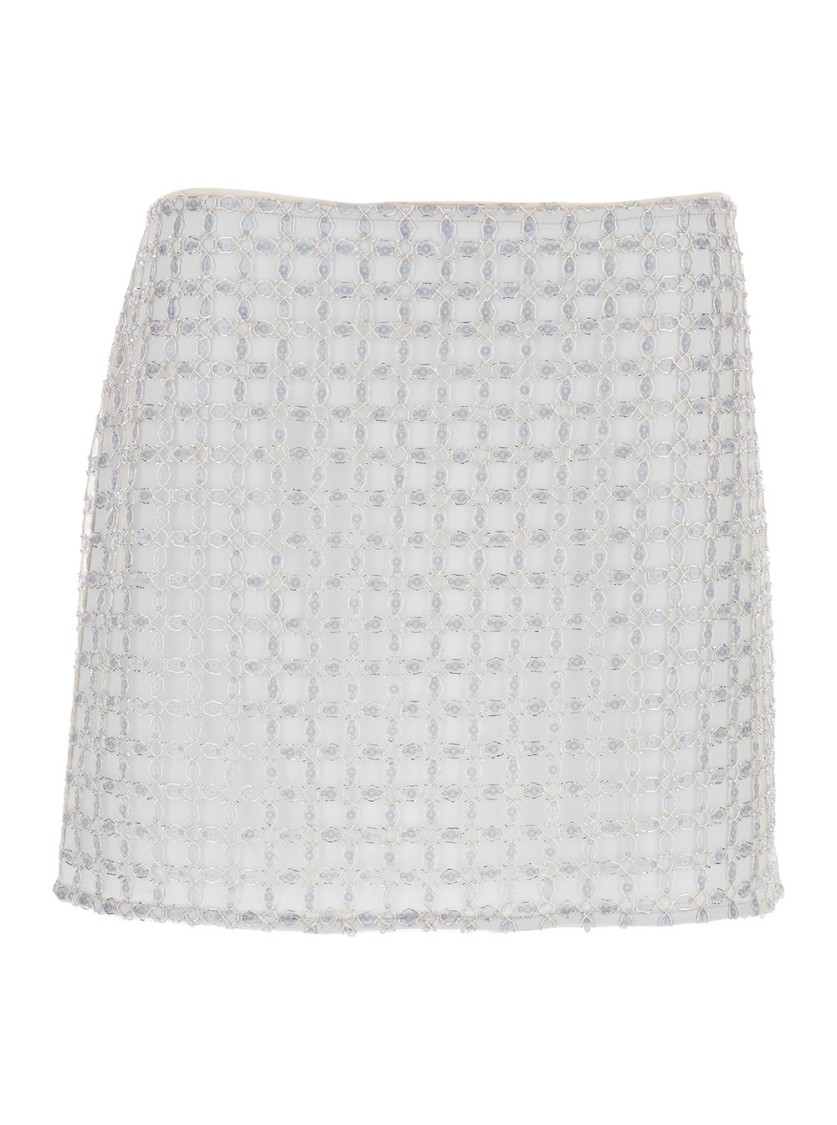 ROTATE BIRGER CHRISTENSEN ROTATE WHITE BEADED MIDI SKIRT