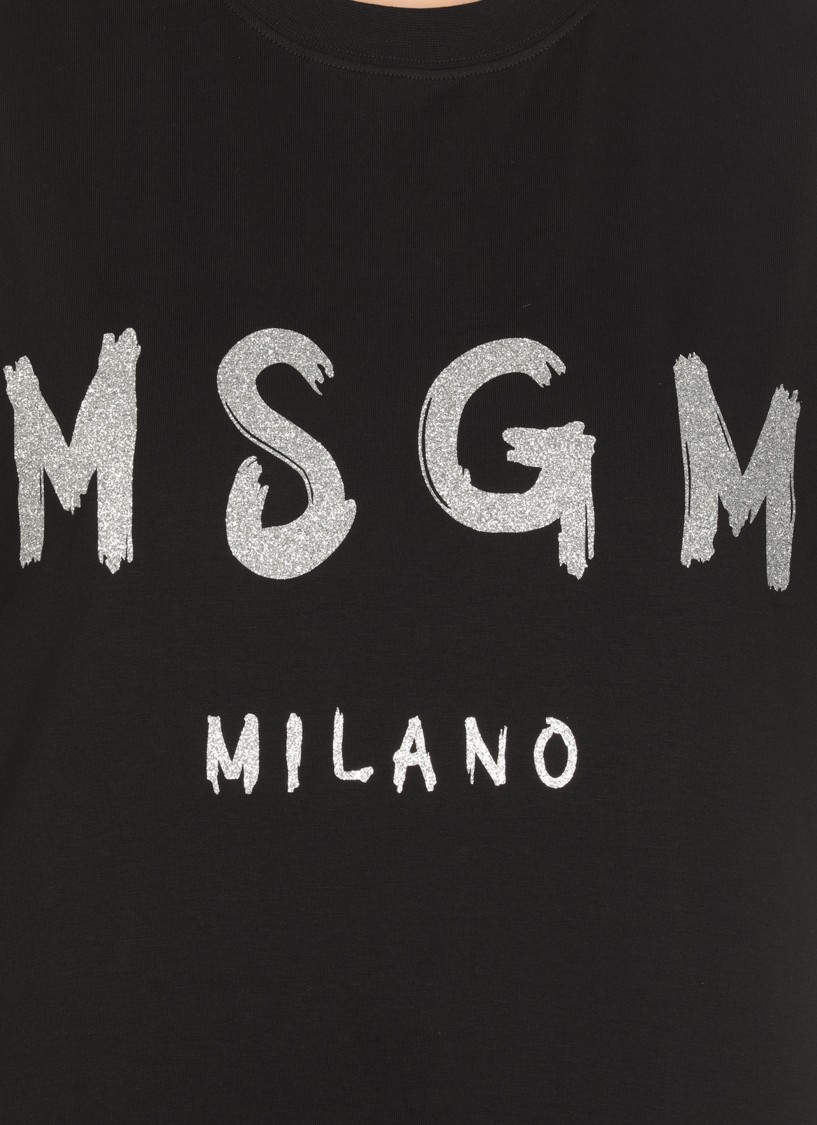 Msgm Black Cotton T-shirt In Black