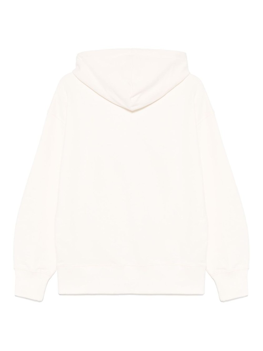 Msgm White Cotton Hoodie With Black Logo In Neutrals