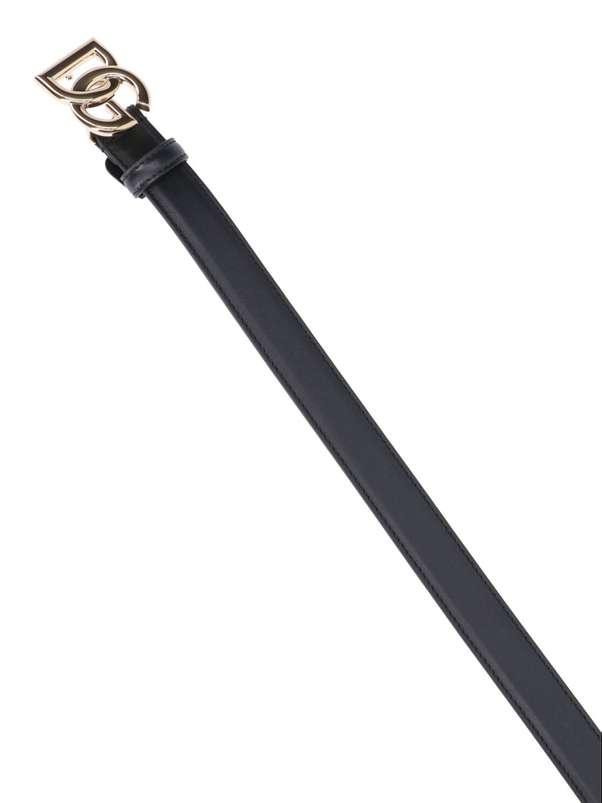 Dolce & Gabbana Dg Logo Leather Belt In Black