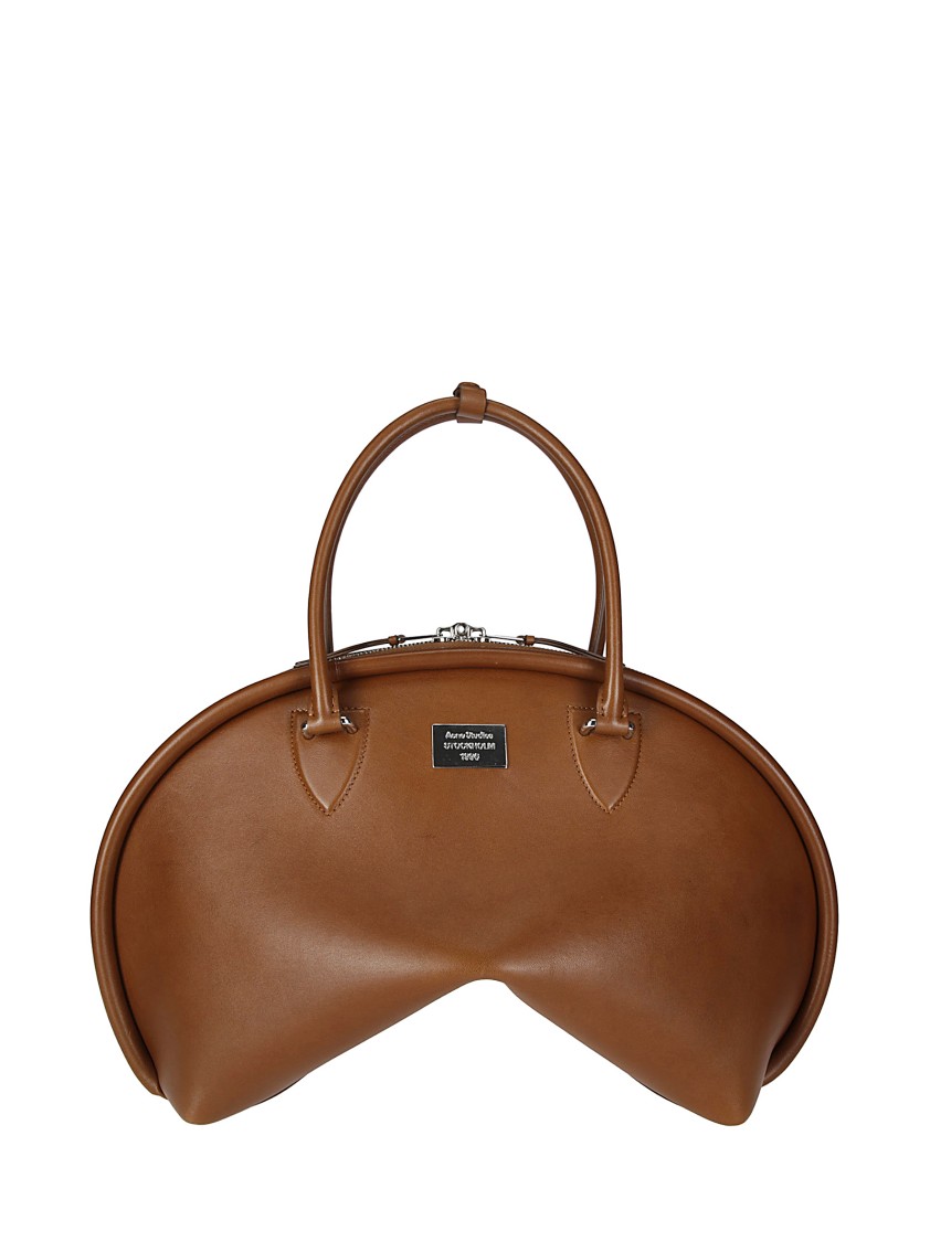 Acne Studios Curved Brown Handbag With Double Slider Zip In Brown