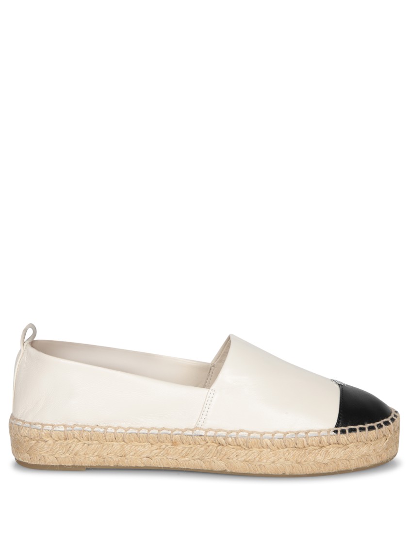 Tory Burch Creamy Espadrilles With Black Cap Toe In Neutral