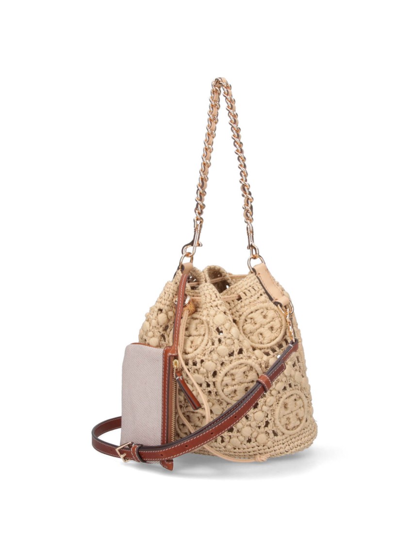Tory Burch Medium Bucket Bag T Monogram In Neutral