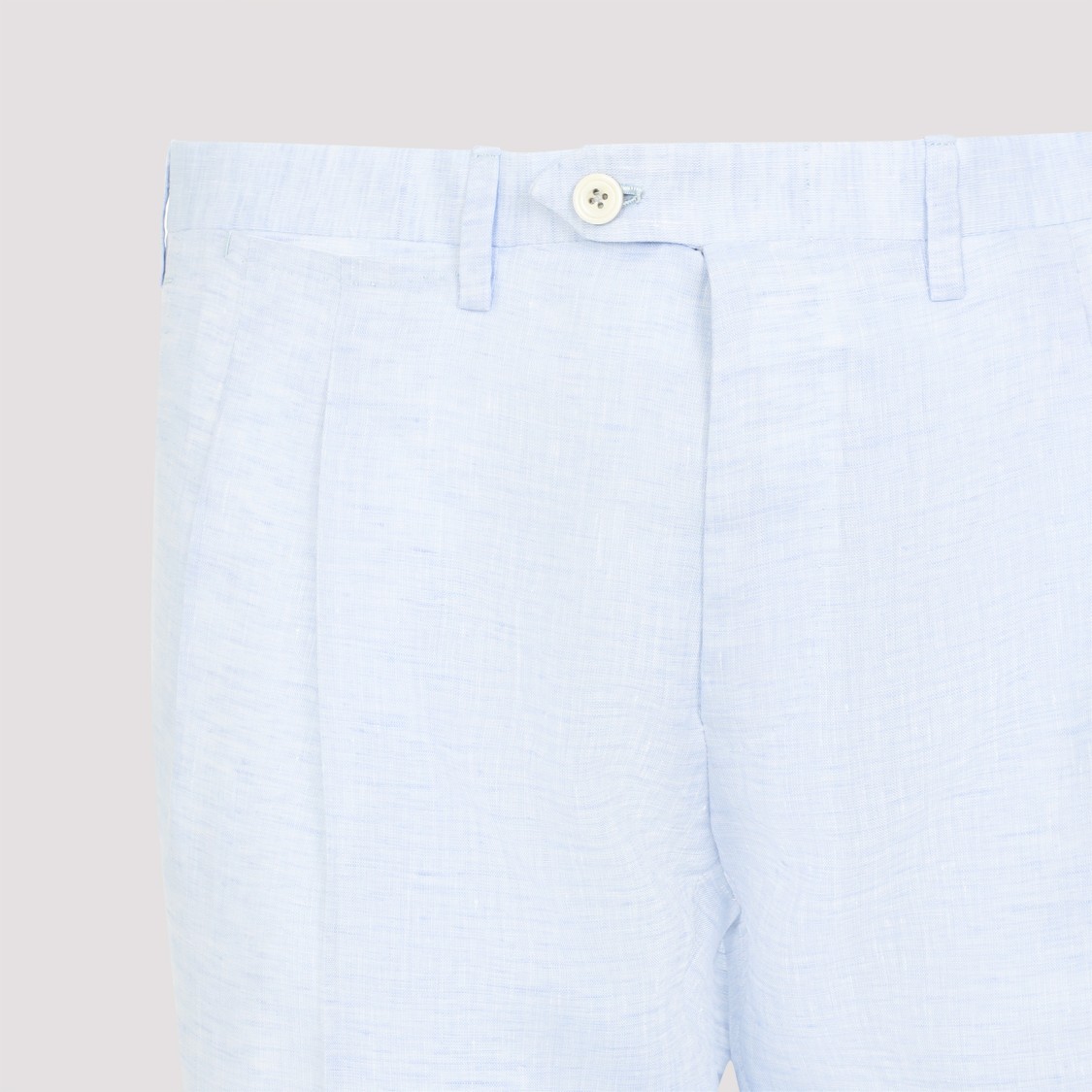 Shop Kiton Light Blue Linen Pants In Purple