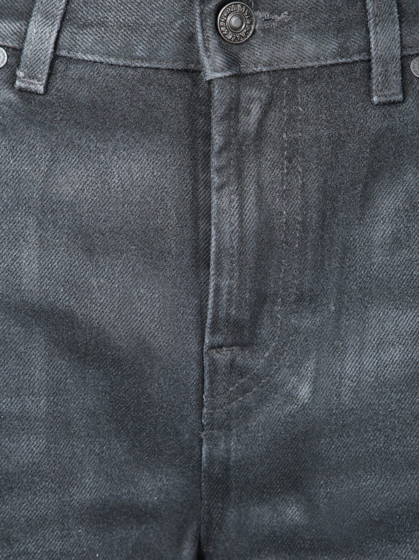 7 For All Mankind Wide-leg Black Jeans With Classic Five-pocket Design In Black