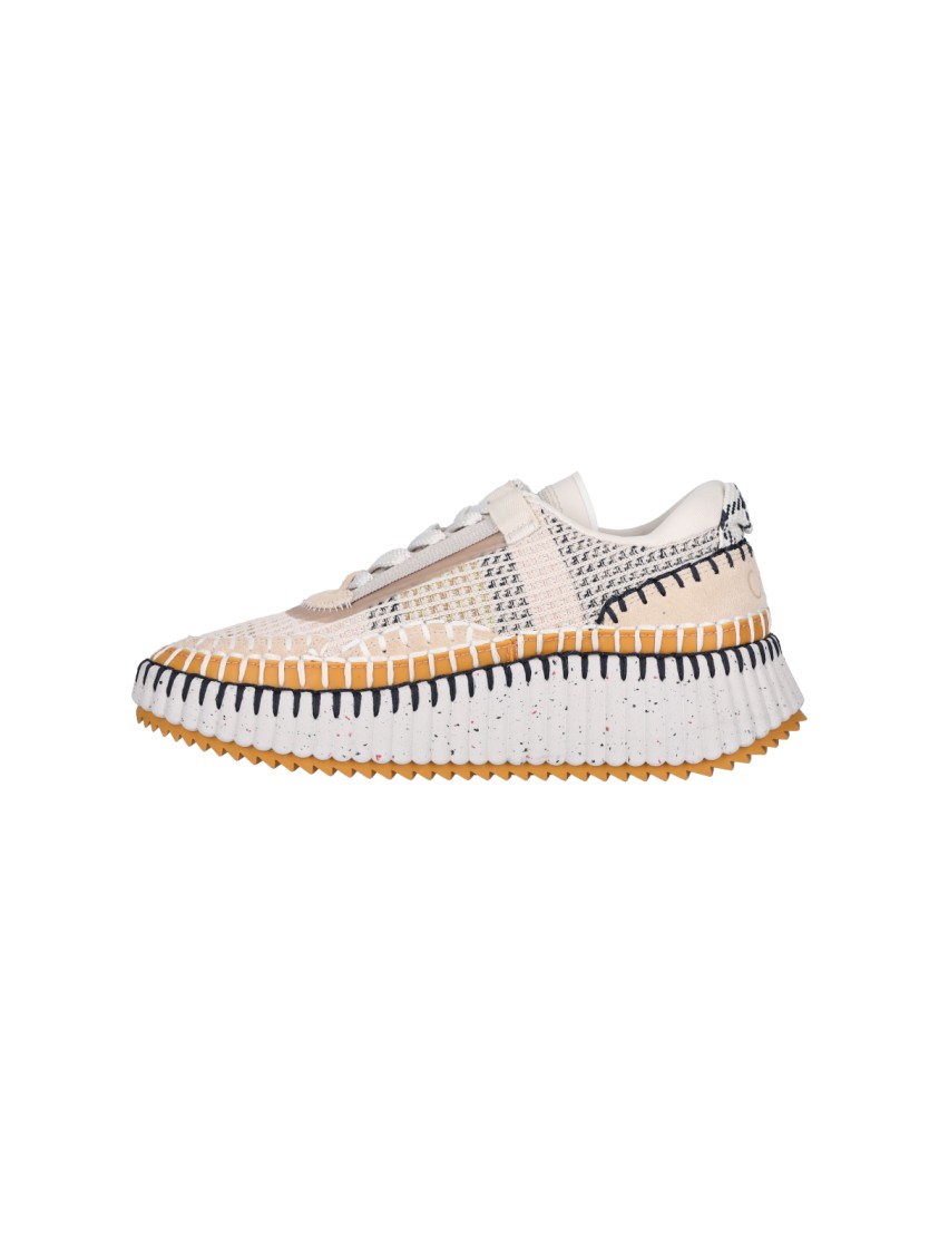 Chloé Nama Embroidered Suede And Recycled-mesh Sneakers