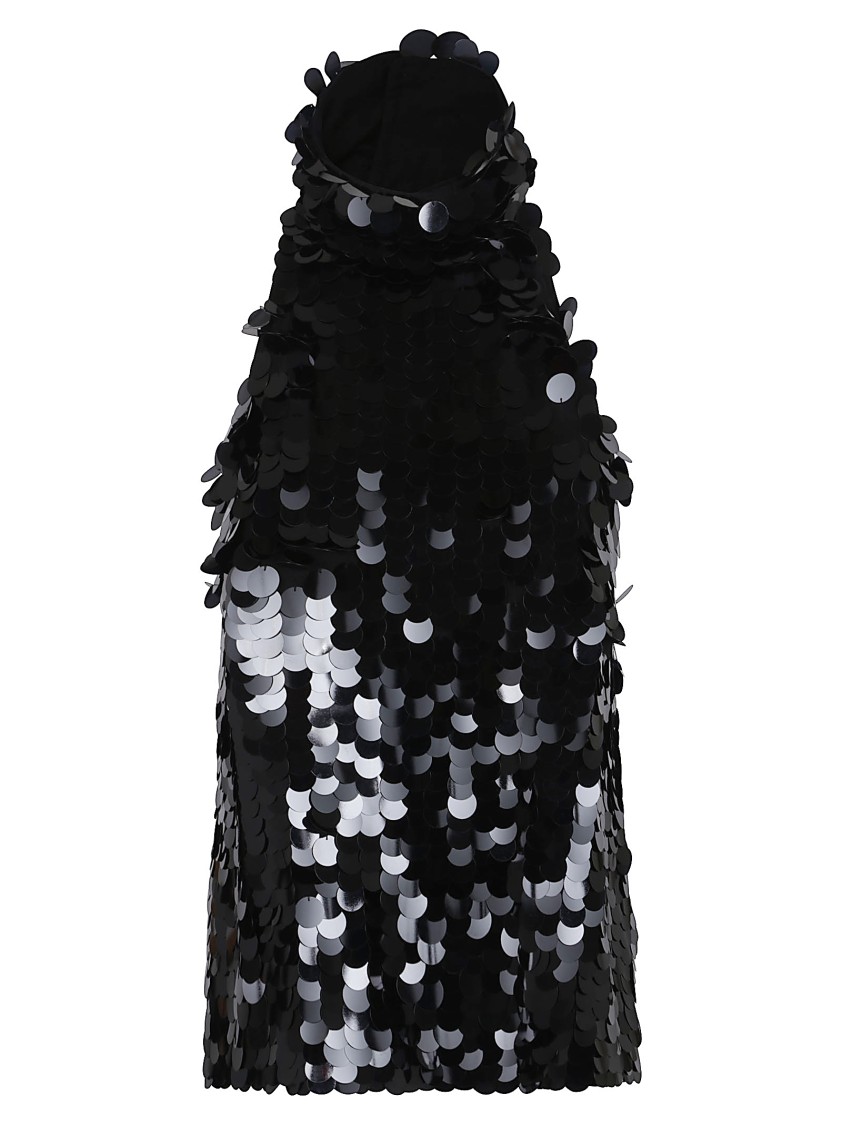 P.a.r.o.s.h Halter Neck Sequin Embellished Sleeveless Top In Black