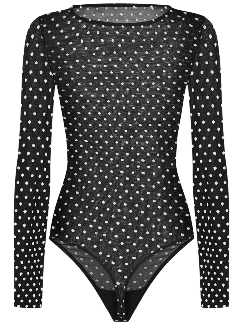 Wolford Sheer-opaque Bodysuit With Playful Polka Dot Pattern In Black