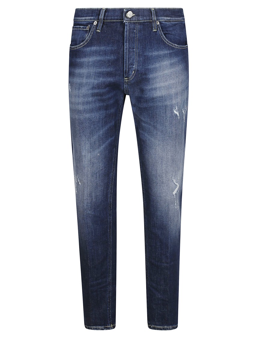 Dondup Five-pocket Carrot Fit Jeans With Distressed Patches