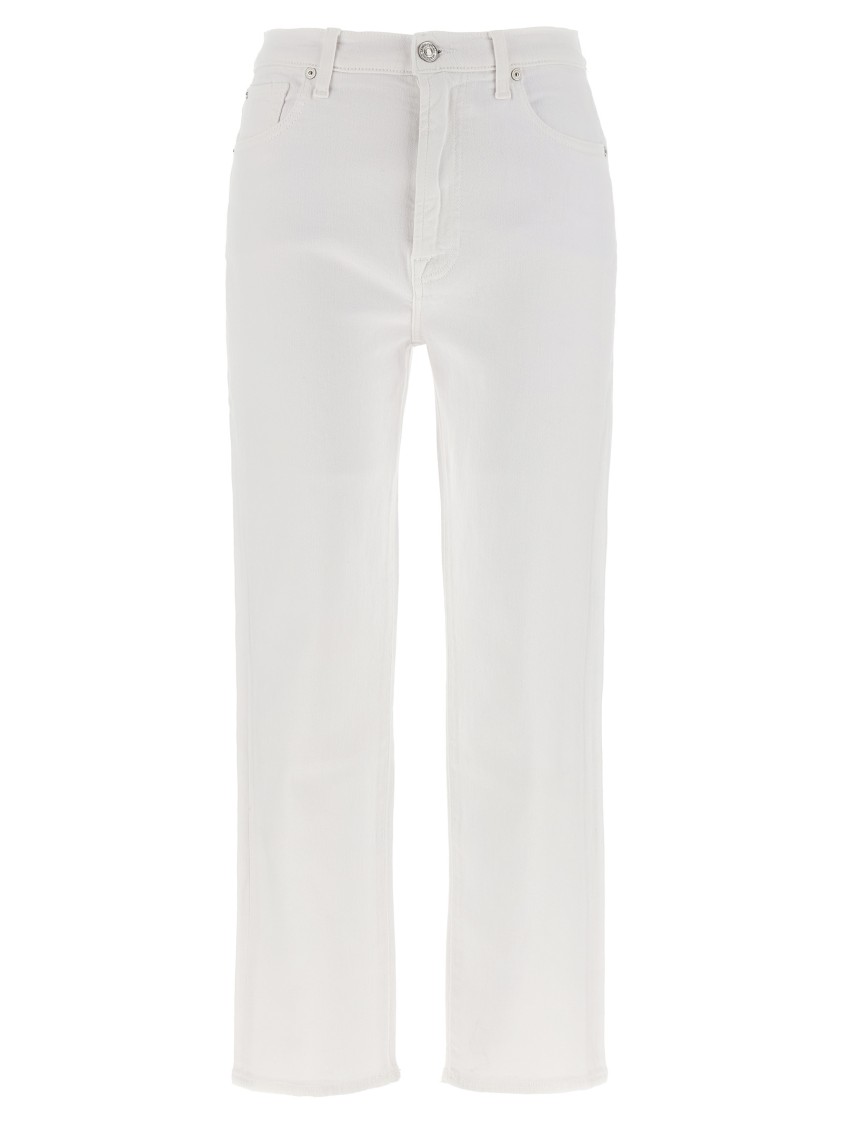 7 For All Mankind White Easy Slim Ankle Jeans In White