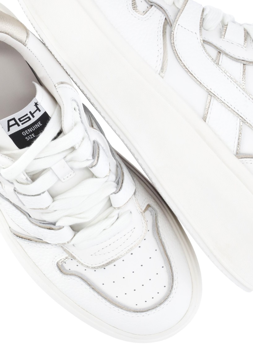 Ash Low Top Leather Match Sneakers Metallic Platform In White